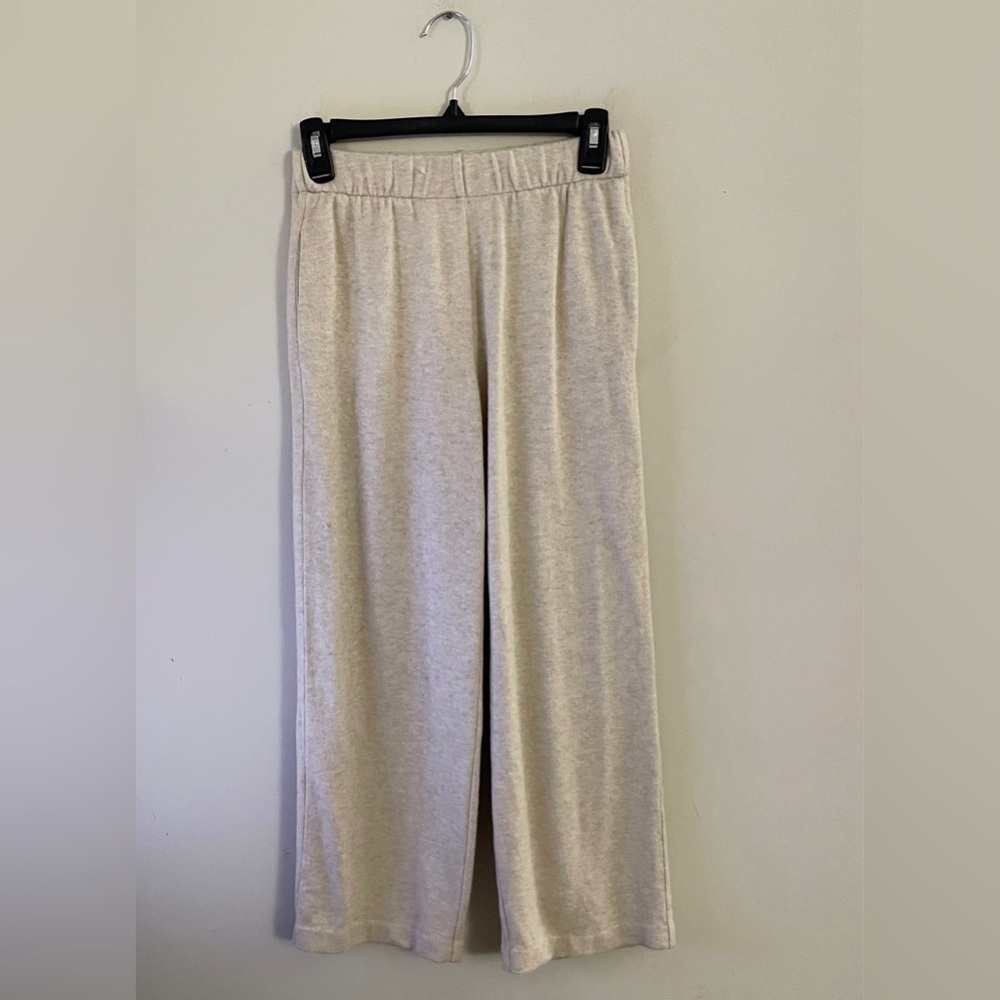 Vince Women's Wide Leg Crop Beige Ankle Pants Minimalist Chic Fall Casual Cozy